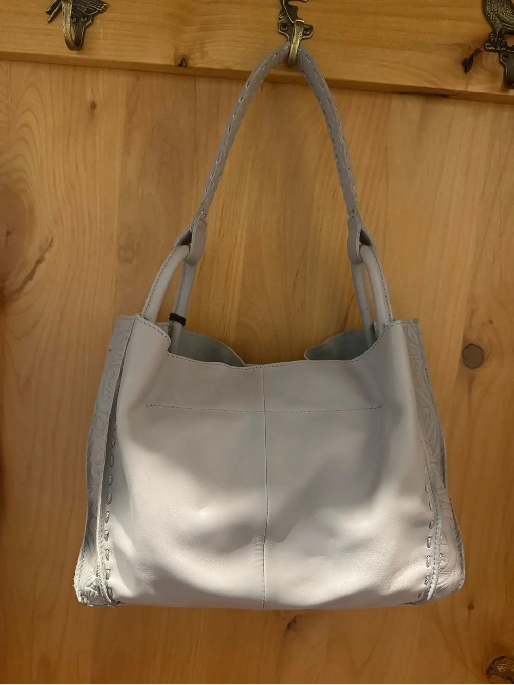 The Sak Medium Feliz Leather Bag, Light Grey - Picture 3 of 8